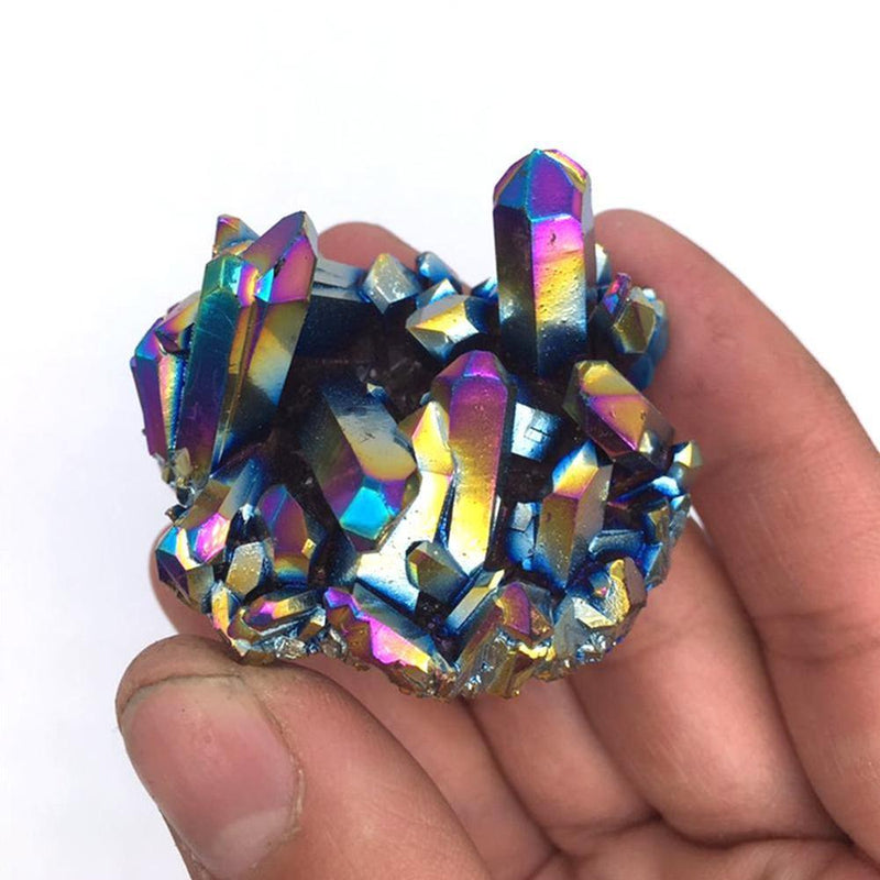 Natural Quartz Crystal Rainbow Titanium Cluster Rare Decoration Craft Reiki Stone