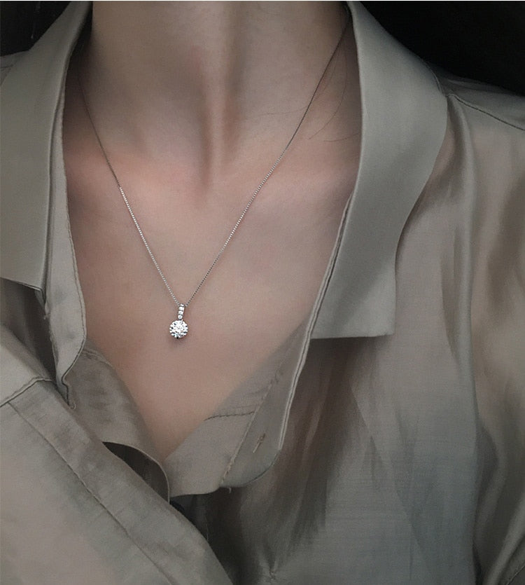 925 Sterling Silver Geometric Drop Necklace Clavicle Chain
