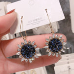 Long Crystal Tassel Gold Color Dangle Earrings
