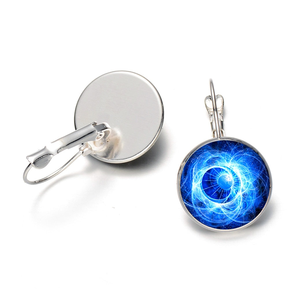 Blue Mandala Print Art Earring
