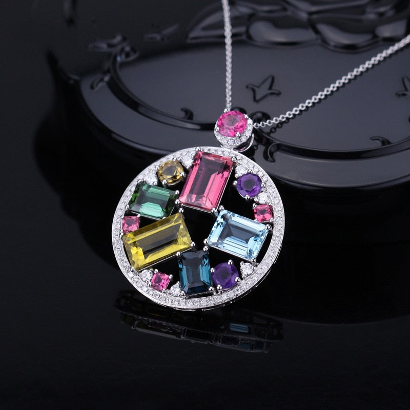 Colorful Jewel Round Pendant