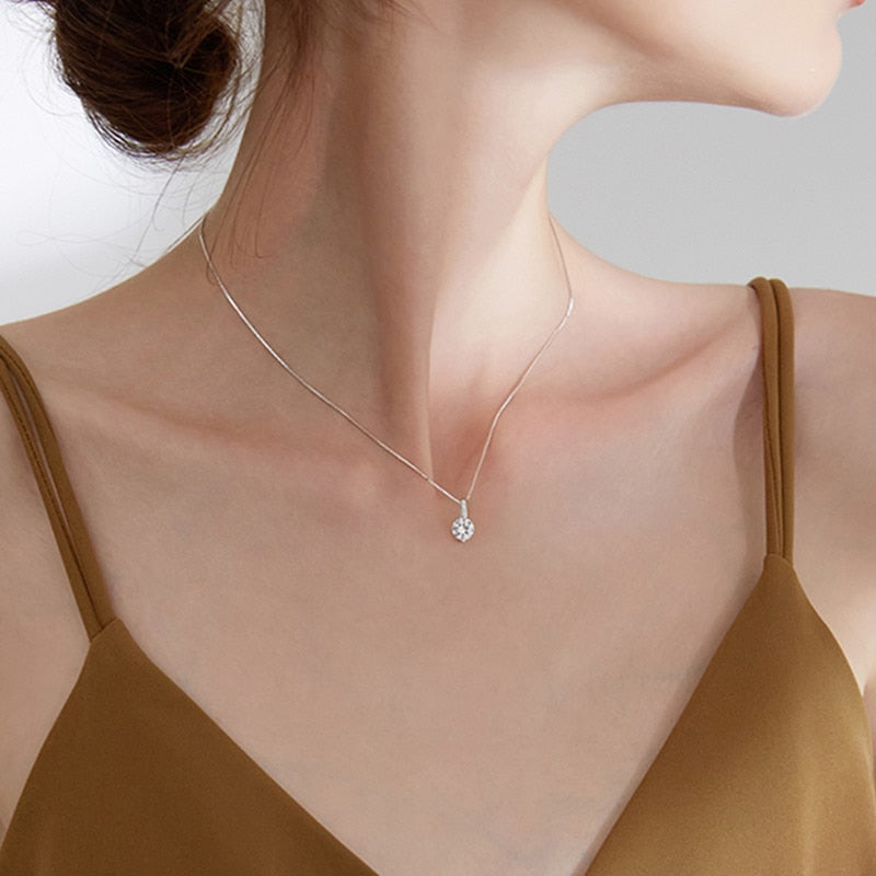 925 Sterling Silver Geometric Drop Necklace Clavicle Chain