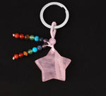 Natural Stone 7 Chakra Keychain Healing Moon Star