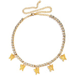 Iced Out Butterfly Choker Necklaces For Women