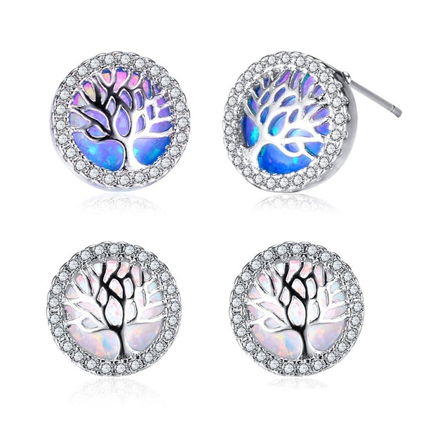 Tree Of Life Cubic Zirconia Stud Earrings