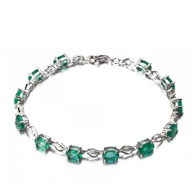 Silver 925 Jewelry Emerald Gemstone Bracelets