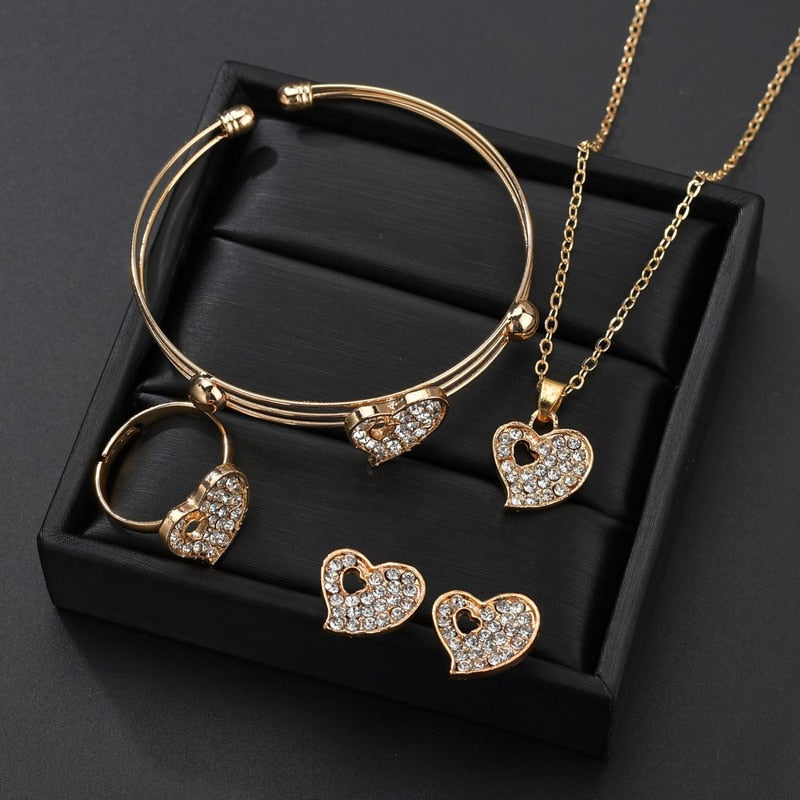 Anniversary Wedding Necklace Earrings Bangle Ring Set