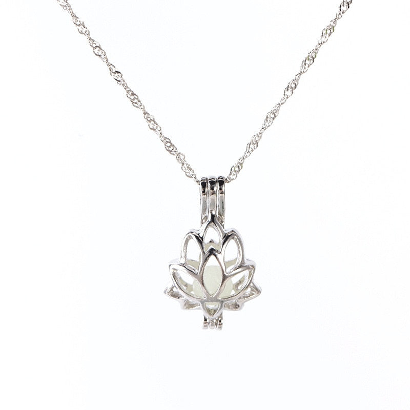 Luminous Glowing In The Dark Moon Lotus Flower Shaped Pendant