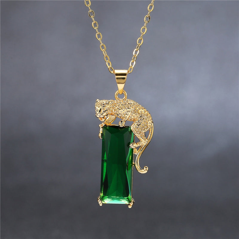 14K Gold Color Emerald Necklaces