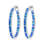 Fire Opal Stone Hoop Woman Earrings