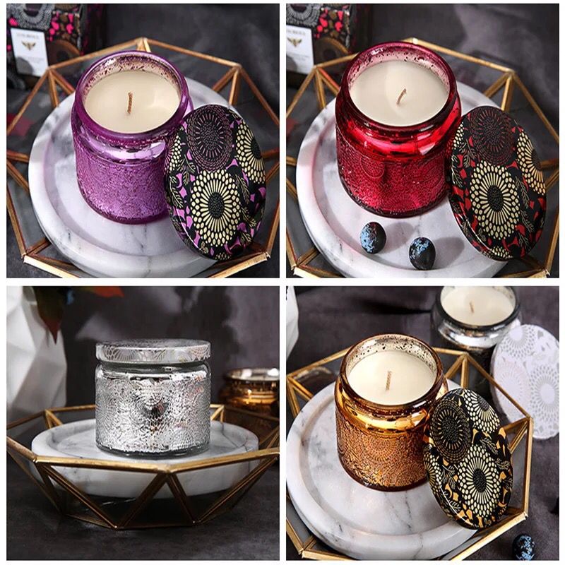 Candle Cup Color Relief Candlestick Glass Candles Jars