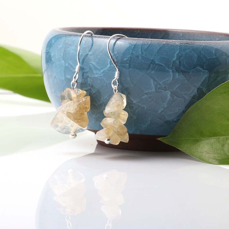 Natural Chips Stone Long Fringe Earring