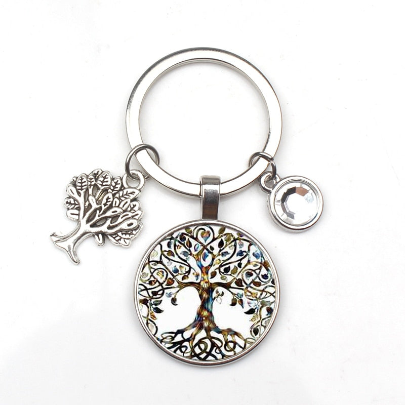 Crystal Stone Tree of Life Keychain