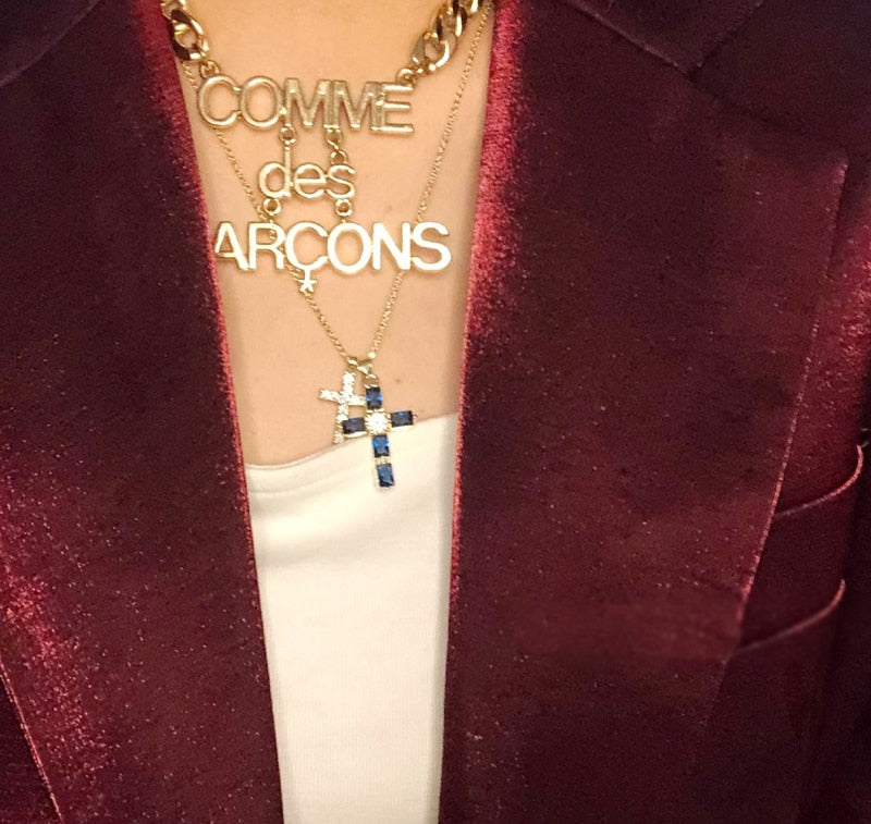 Cross Drop Statement Necklace