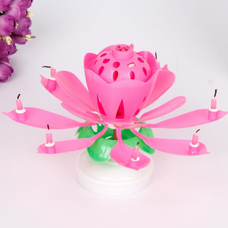 Lotus Flower Rotating Birthday Musical Candle