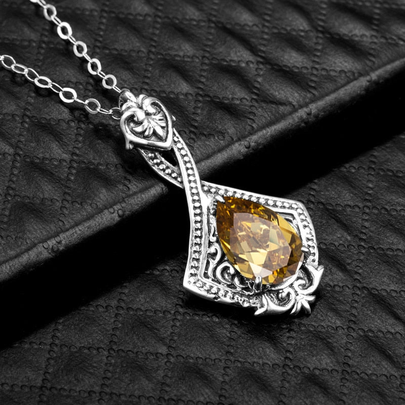 925 Silver Pendant Vintage Gemstone Pendant Necklace