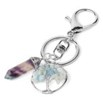 Natural Stone Fluorite Tree of Life Pendants Keychain