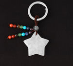 Natural Stone 7 Chakra Keychain Healing Moon Star