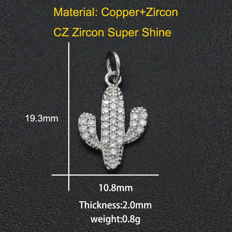 CZ Charms Cactus Necklace Pendant Accessories