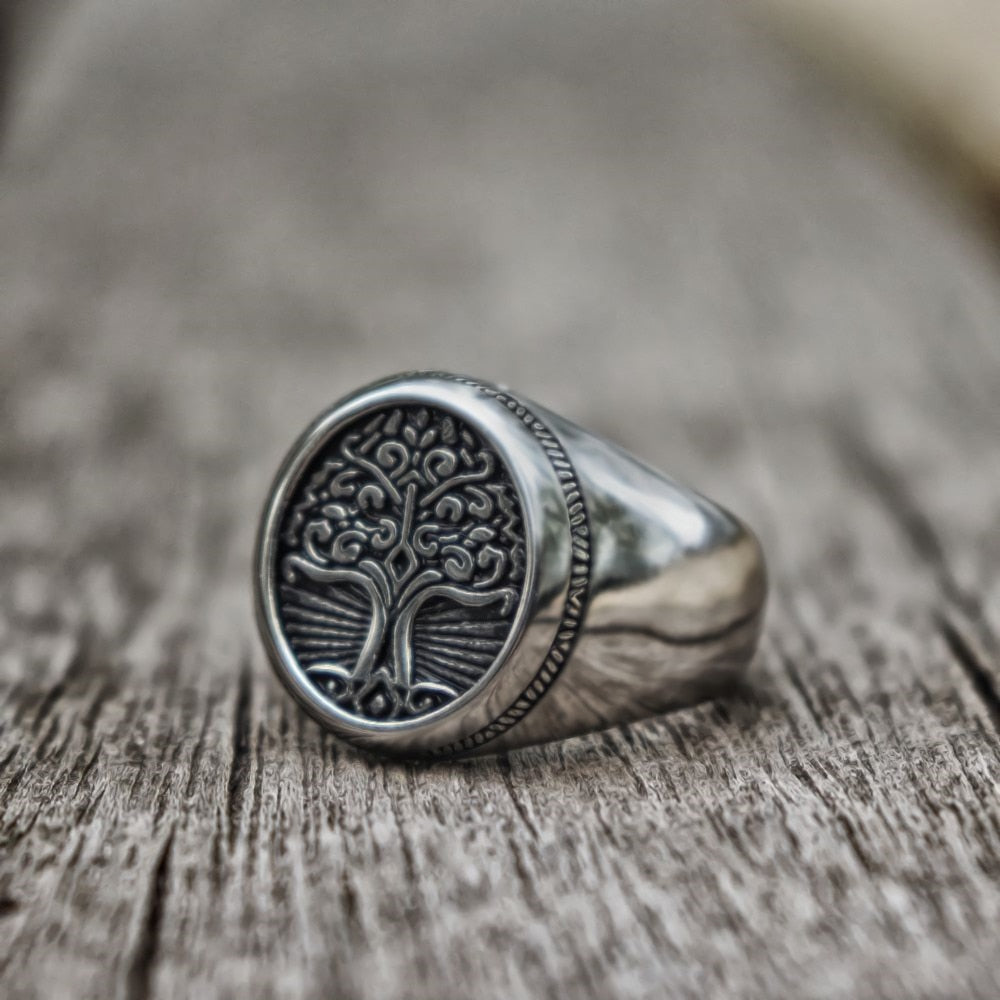 Stainless Steel Tree of Life Signet Ring