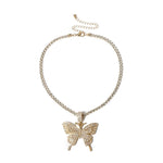 Statement Butterfly Tennis Chain Necklace
