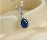 Multicolor Crystal Water Drop Stone Pendant Green Red Blue Zircon Necklaces