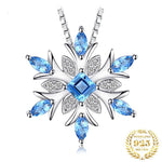 Snowflake Natural Swiss Blue Topaz Pendant Necklace