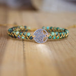 Natural Stone Boho Yoga Wrap Bangle Tree of Life Bracelet