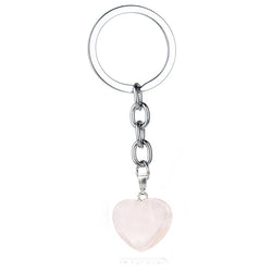 Natural Heart Stone Rose Quartz Keychain