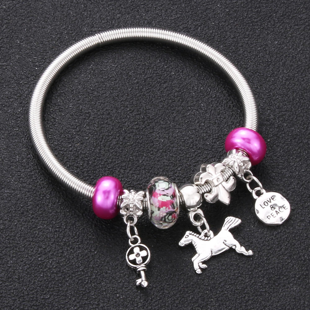 Antique Original Crown key lock Shape 6 colors Charm Bracelets