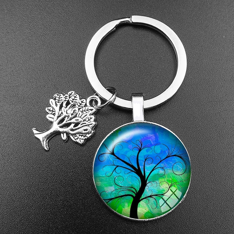 Crystal Glass Tree of Life Keychain