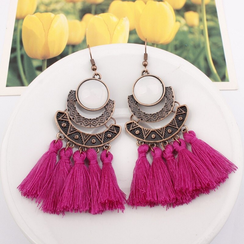 Tassel Earrings  Women Long Fringe Drop Earrings