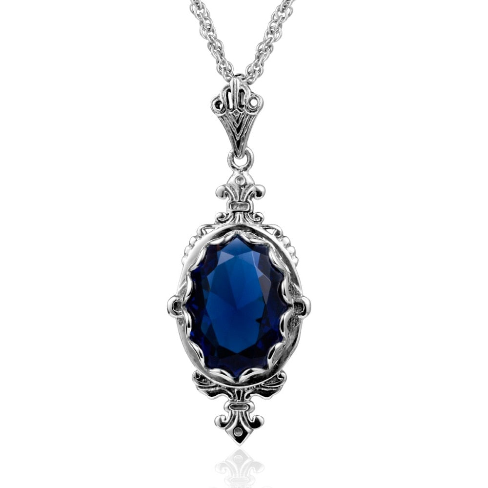 Carved Purple Gems Pendants Necklace
