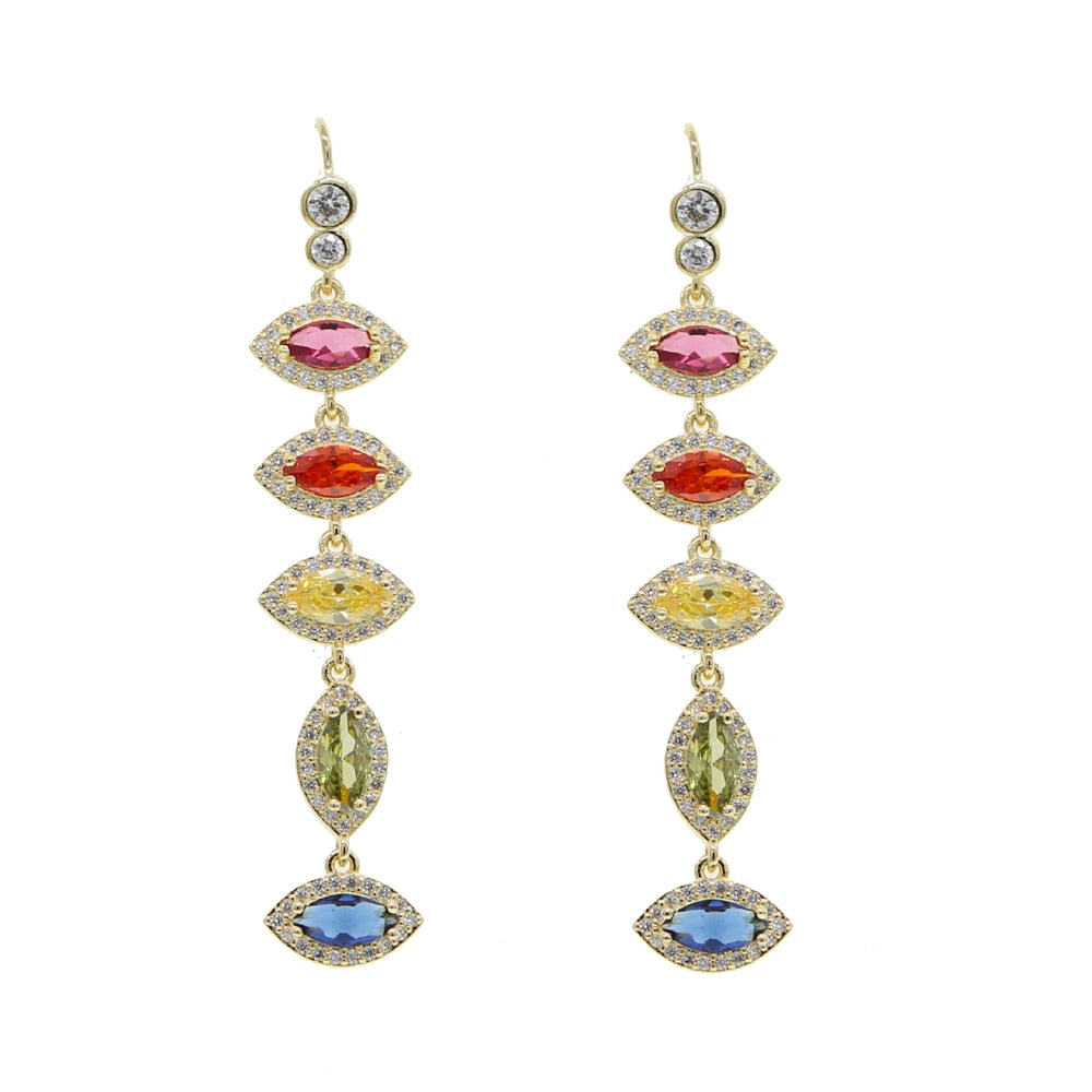 evil eye charm long dangle drop Earring