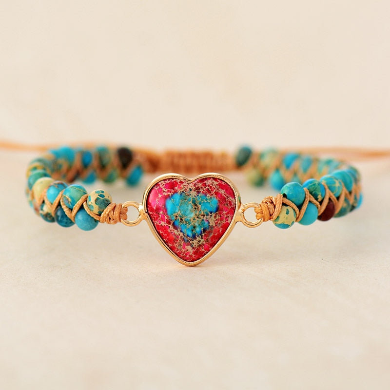 Heart Charm String Braided Macrame Bracelets