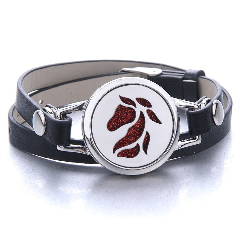 Oil Diffuser Locket Leather Bracelet