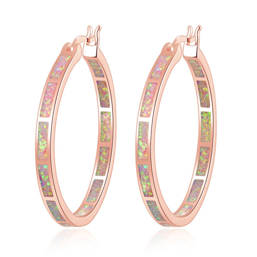 Fire Opal Stone Hoop Woman Earrings