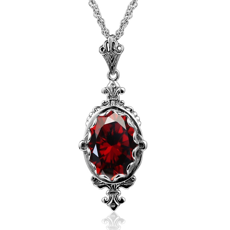 Carved Purple Gems Pendants Necklace