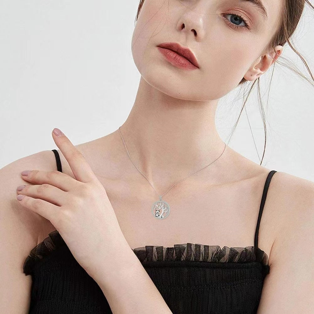 Crystal Rose Gold Plated Panda Clavicle Pendant