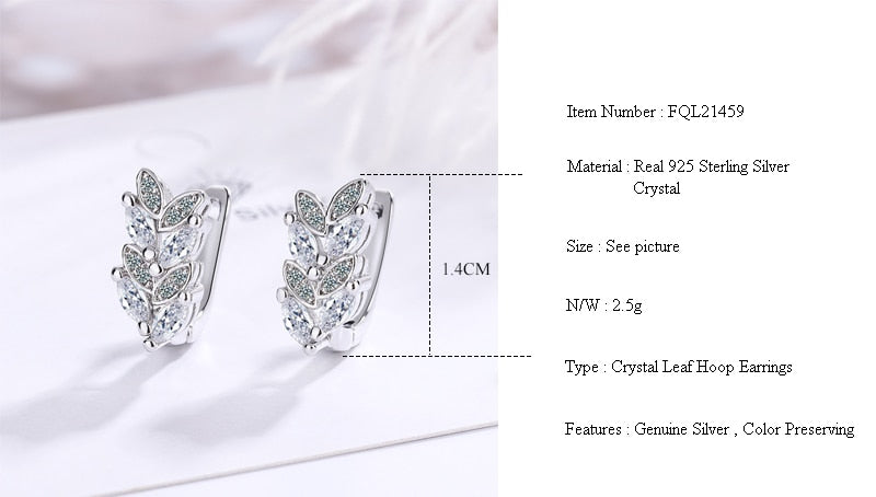 925 Sterling Silver Hoop Crystal Earrings