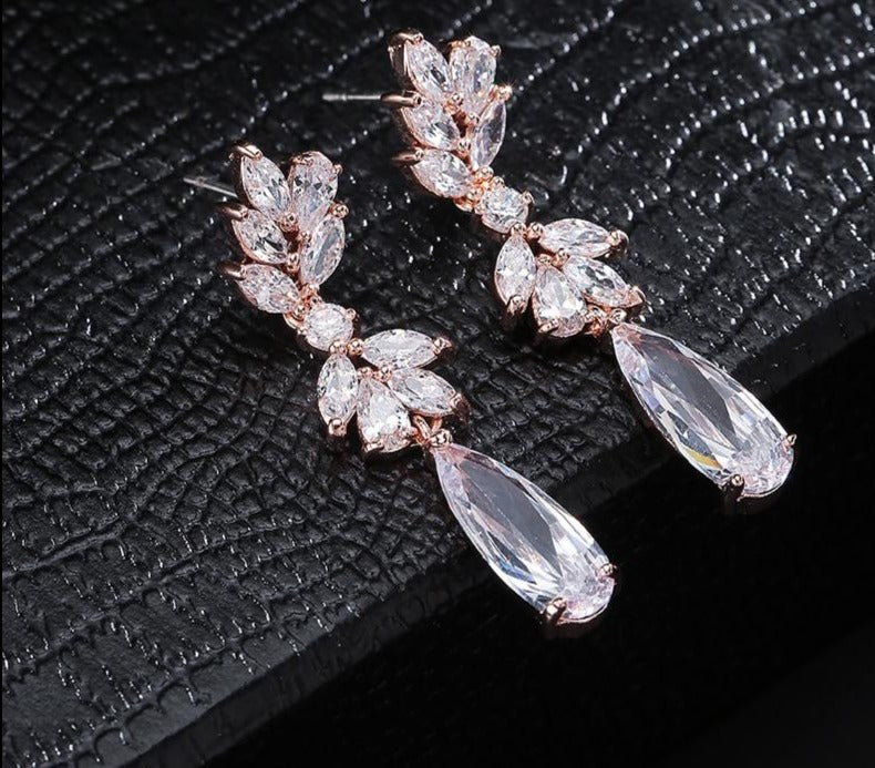Zircon Crystal Pendant Water Drop Earrings