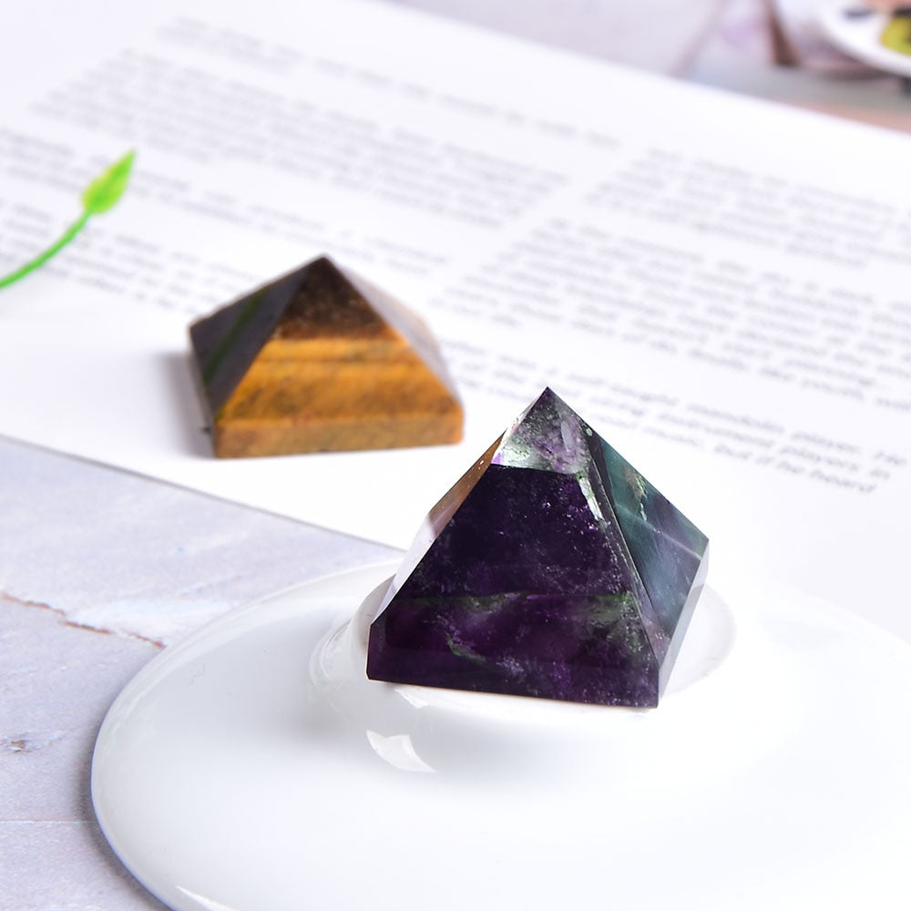 Natural Fluorite Crystal Pyramid Quartz Healing Stone