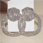 Exaggerated Crystal Geometric Flower Stud Earrings