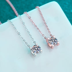 Rose Gold Brilliant Cut D Color Cow Head Necklace