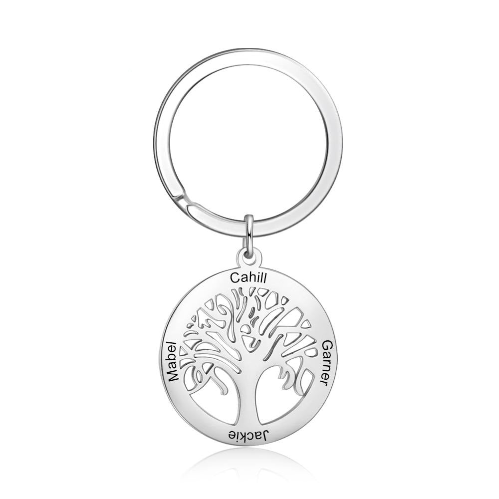 Personalized Tree of Life Stainless Steel Keychains