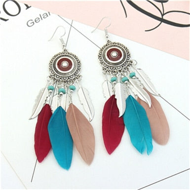 Feather Style Ethnic Boho Big Dangle Earring