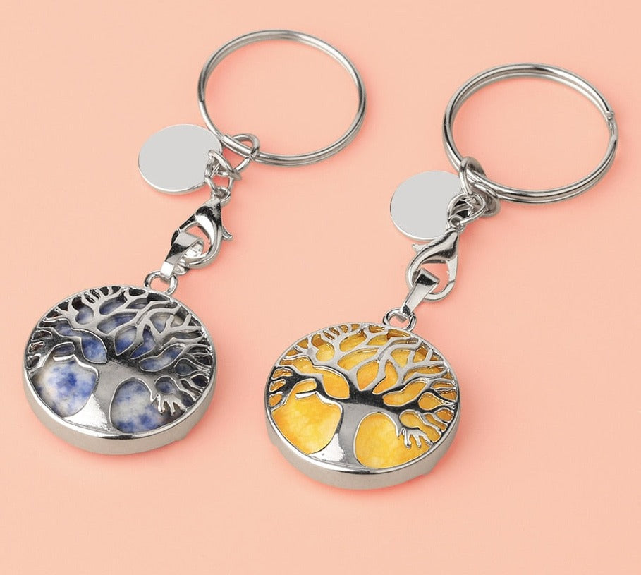 Luxury Crystal Stone Tree of Life Keychain