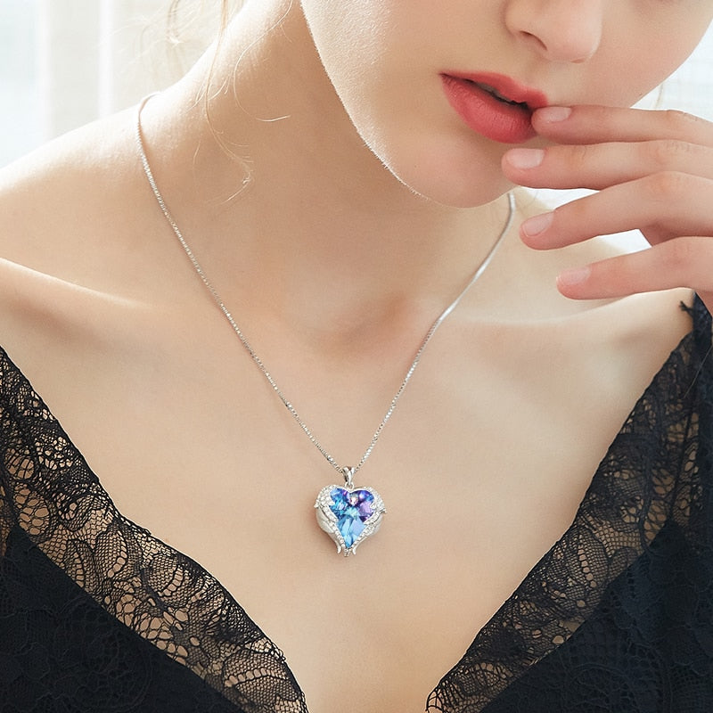 Heart Pendant Women Silver Color Necklace