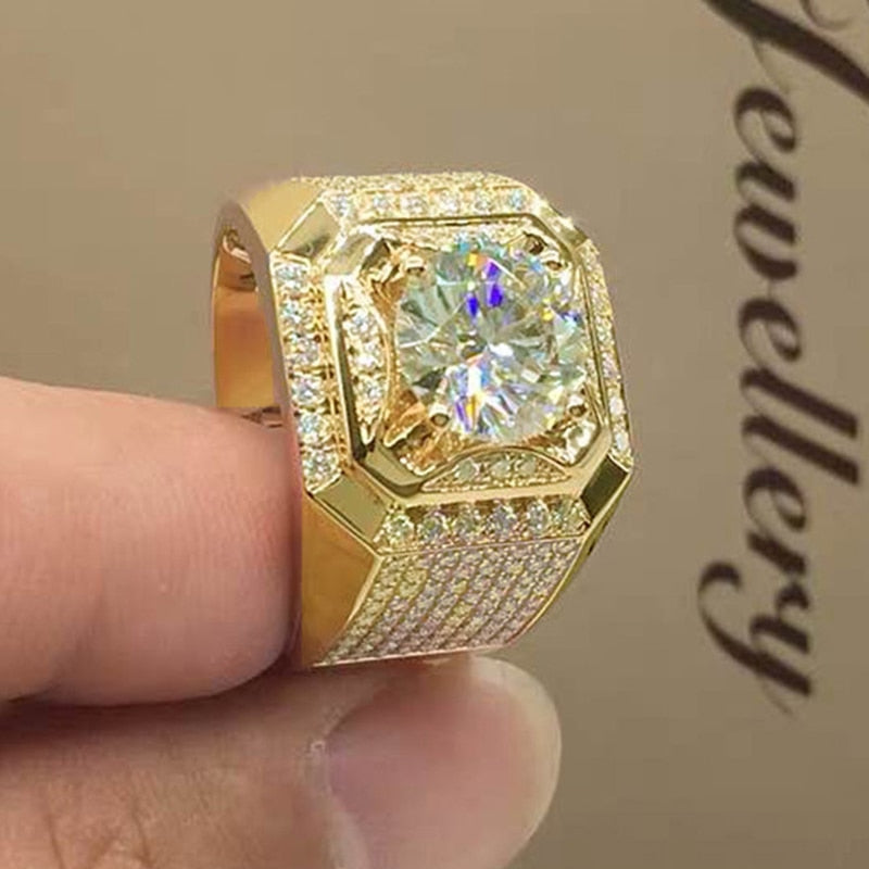 Gold 2.0 Carat White Crystal CZ Ring