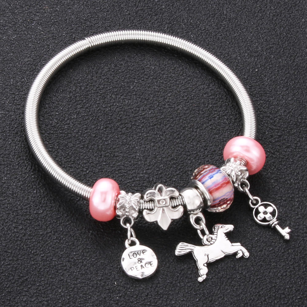 Antique Original Crown key lock Shape 6 colors Charm Bracelets